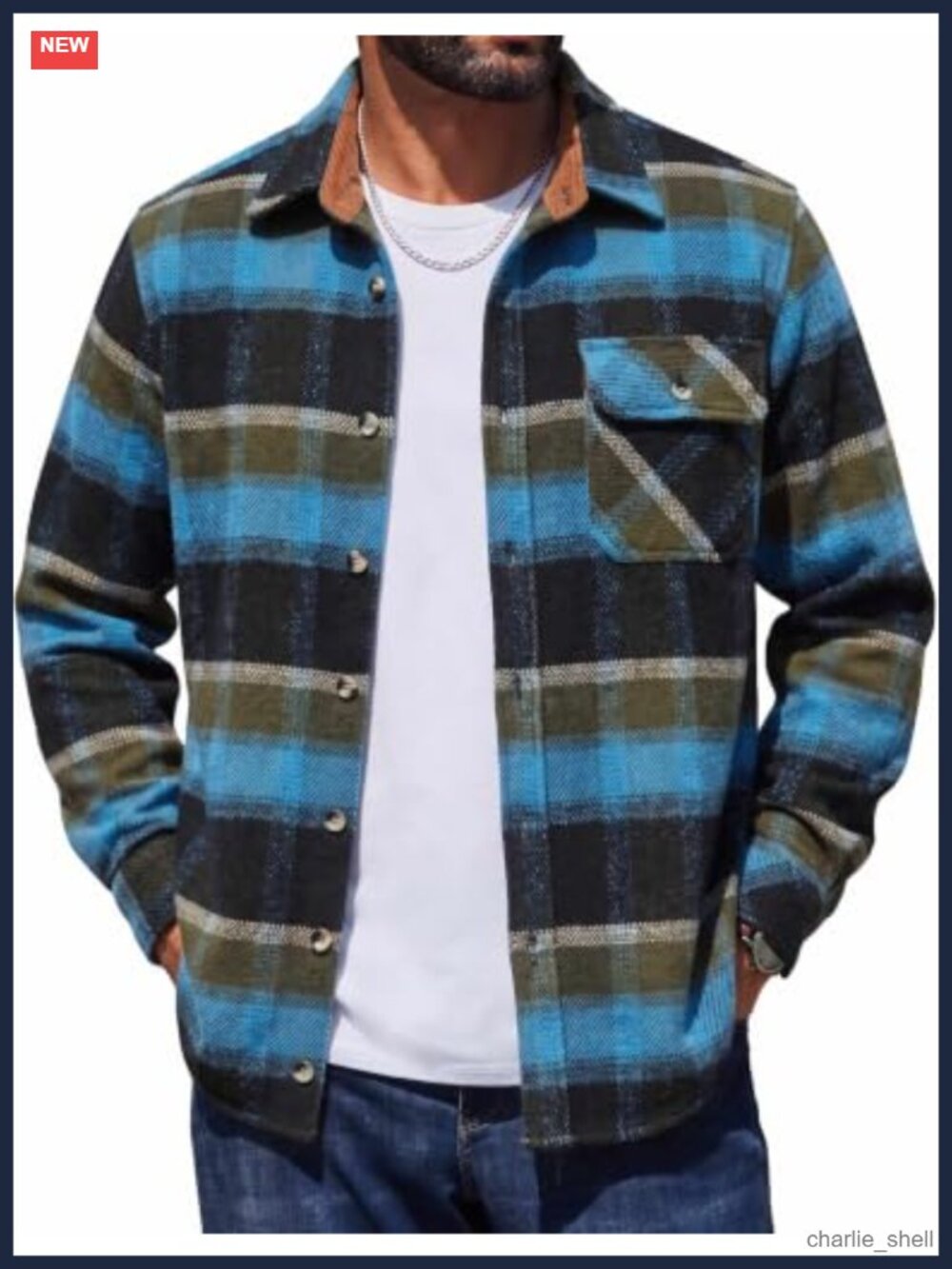 Mens Flannel Shirt Long Sleeve Plaid Button Down Shacket